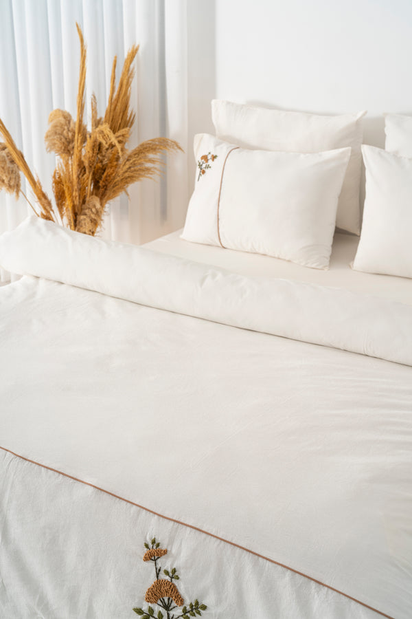 Donna Bej Nakışlı Çift Kişilik Pamuklu Nevresim Seti - 6 Parça Çeyiz Seti