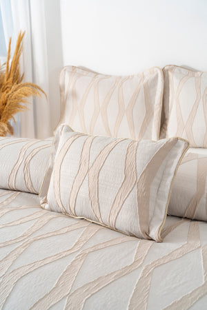 Carina Cappuccino Nakışlı Çift Kişilik Yatak Örtüsü Seti - 4 Parça Çeyiz Seti