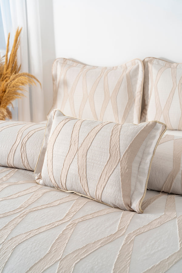 Carina Cappuccino Nakışlı Çift Kişilik Yatak Örtüsü Seti - 4 Parça Çeyiz Seti