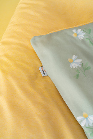 Yeşil Papatya Çift Kişilik Nevresimli Pike Takımı - 7 Parça Çeyiz Seti