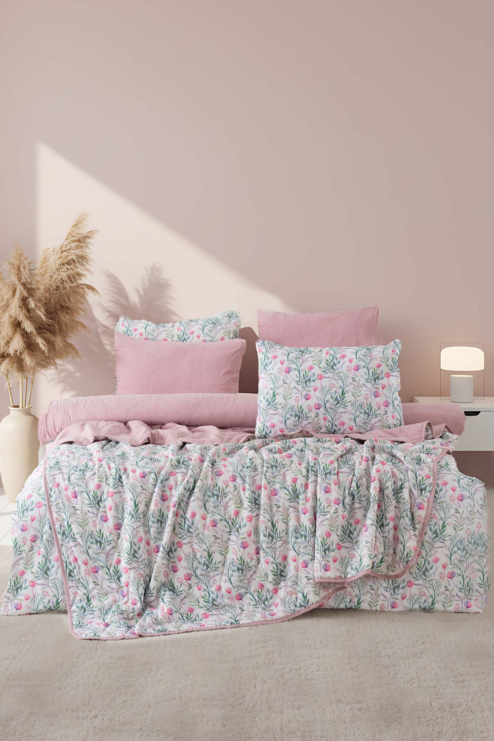 Cherie Çift Kişilik Nevresimli Pike Takımı - 7 Parça Çeyiz Seti