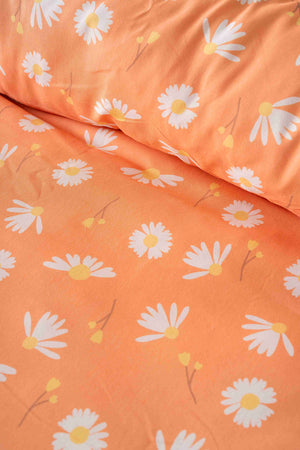 Turuncu Papatyalı Outlet Tek Kişilik Nevresim Takımı Pamuklu