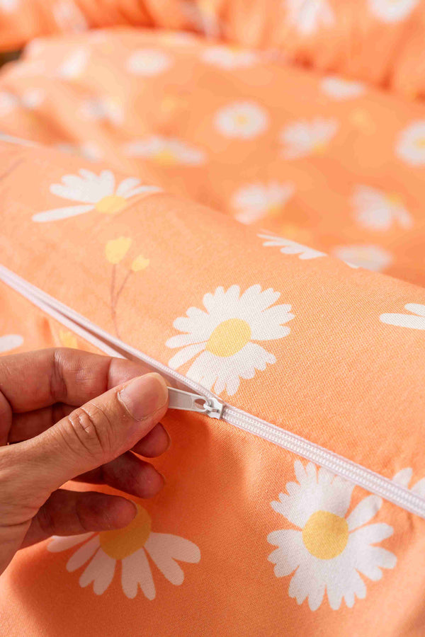 Turuncu Papatyalı Outlet Tek Kişilik Nevresim Takımı Pamuklu