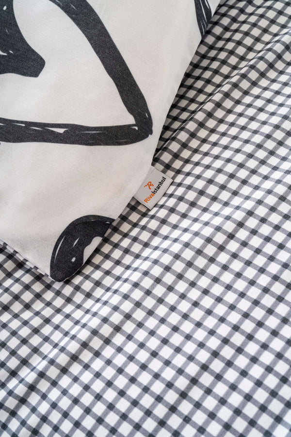 Ekose Kalpler Outlet Tek Kişilik Nevresim Takımı Pamuklu