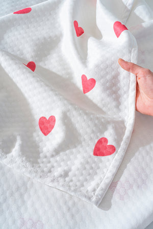 Kırmızı Kalpli Outlet Çift Kişilik Baskılı Pike 200 x 220 cm