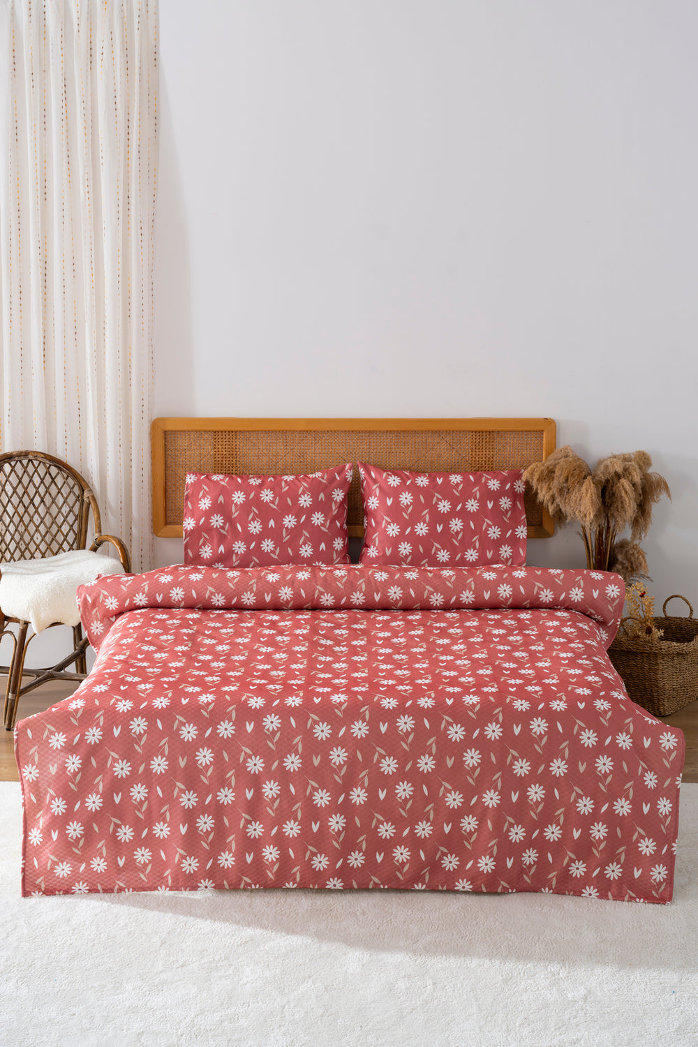 Gül kurusu Papatya Outlet Çift Kişilik Baskılı Pike 200 x 220 cm