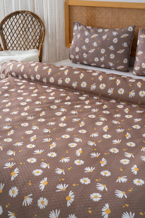 Kahve Papatya Outlet Çift Kişilik Baskılı Pike 200 x 220 cm