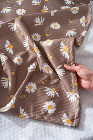 Kahve Papatya Outlet Çift Kişilik Baskılı Pike 200 x 220 cm