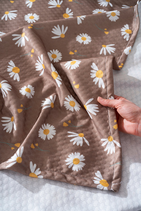 Kahve Papatya Outlet Çift Kişilik Baskılı Pike 200 x 220 cm