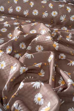 Kahve Papatya Outlet Çift Kişilik Baskılı Pike 200 x 220 cm