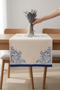 Elysian Blue Keten Runner 45x140 cm