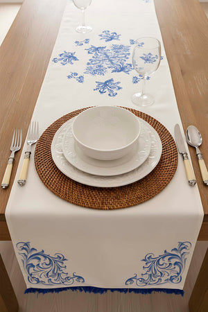 Elysian Blue Keten Runner 45x140 cm