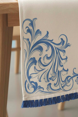 Elysian Blue Keten Runner 45x140 cm