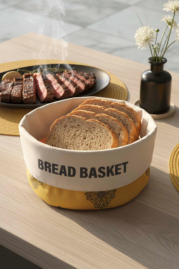 Safran Luxe Keten Ekmek Sepeti