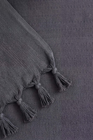 Antrasit Natural Çift Kişilik Baskılı Pike & Yatak Örtüsü 200x230 cm