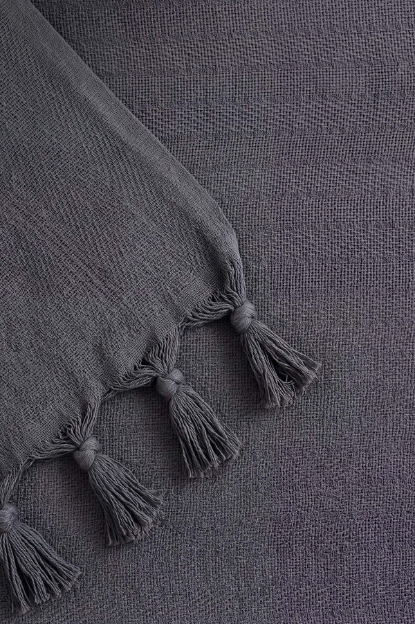 Antrasit Natural Çift Kişilik Baskılı Pike & Yatak Örtüsü 200x230 cm