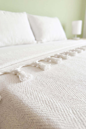Ekru Natural Çift Kişilik Baskılı Pike & Yatak Örtüsü 200x230 cm