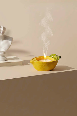 Limon Tasarımlı Dekoratif Sarı Mumluk
