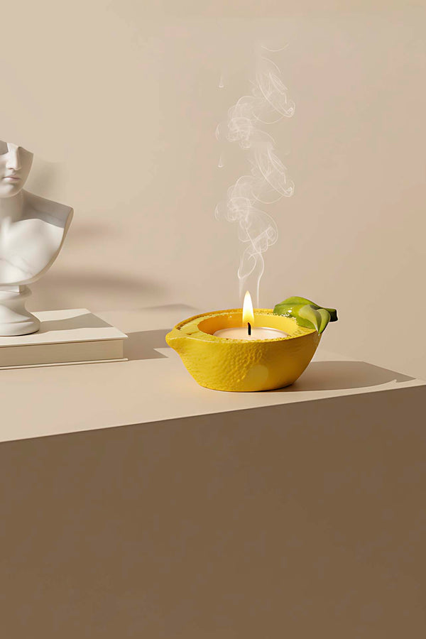 Limon Tasarımlı Dekoratif Sarı Mumluk