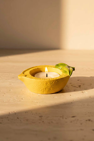 Limon Tasarımlı Dekoratif Sarı Mumluk