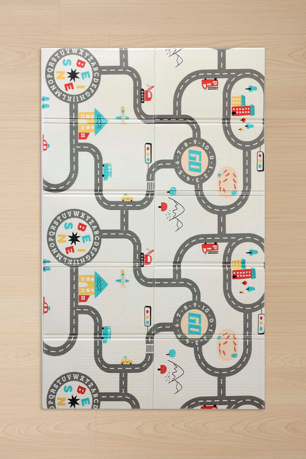 Araba Yarışı Katlanabilir Çocuk Oyun Matı - Oyun Halısı 200x130 cm