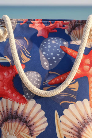 Deniz Yıldızı Kabuk Desenli Plaj Çantası