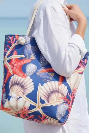 Deniz Yıldızı Kabuk Desenli Plaj Çantası