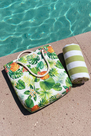 Ananas Yaprak Desenli Plaj Çantası