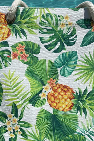 Ananas Yaprak Desenli Plaj Çantası
