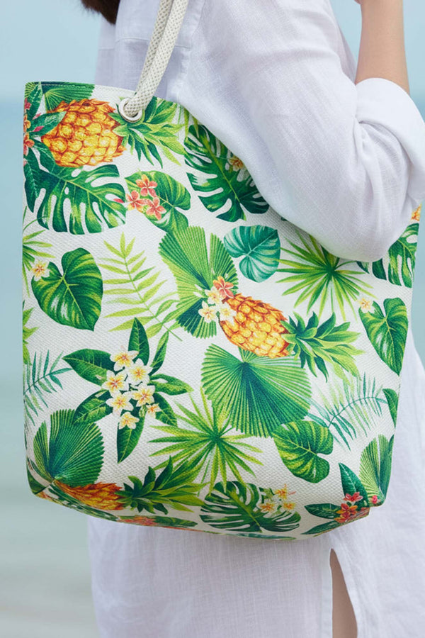 Ananas Yaprak Desenli Plaj Çantası