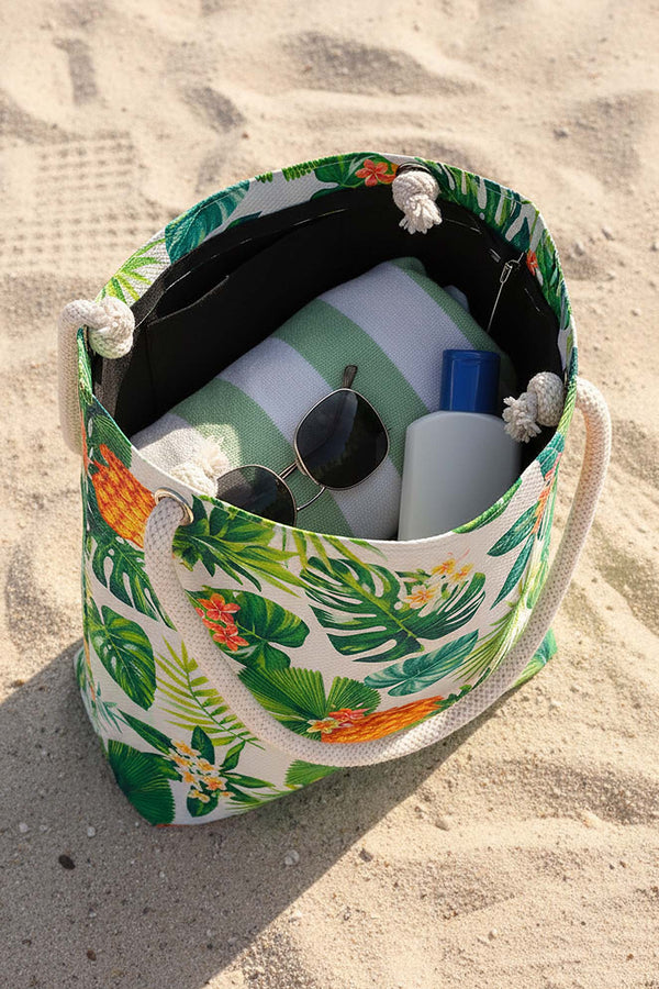 Ananas Yaprak Desenli Plaj Çantası