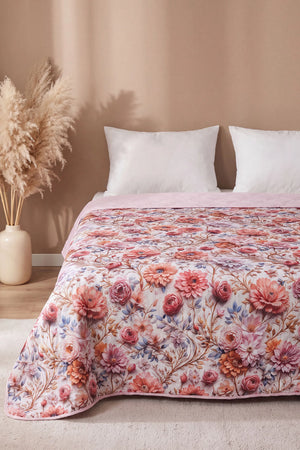 Renkli Bahçe 5D Çok Amaçlı Tek Kişilik Baskılı Pike & Yatak Örtüsü 160x220 cm