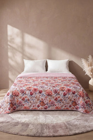Renkli Bahçe 5D Çok Amaçlı Tek Kişilik Baskılı Pike & Yatak Örtüsü 160x220 cm