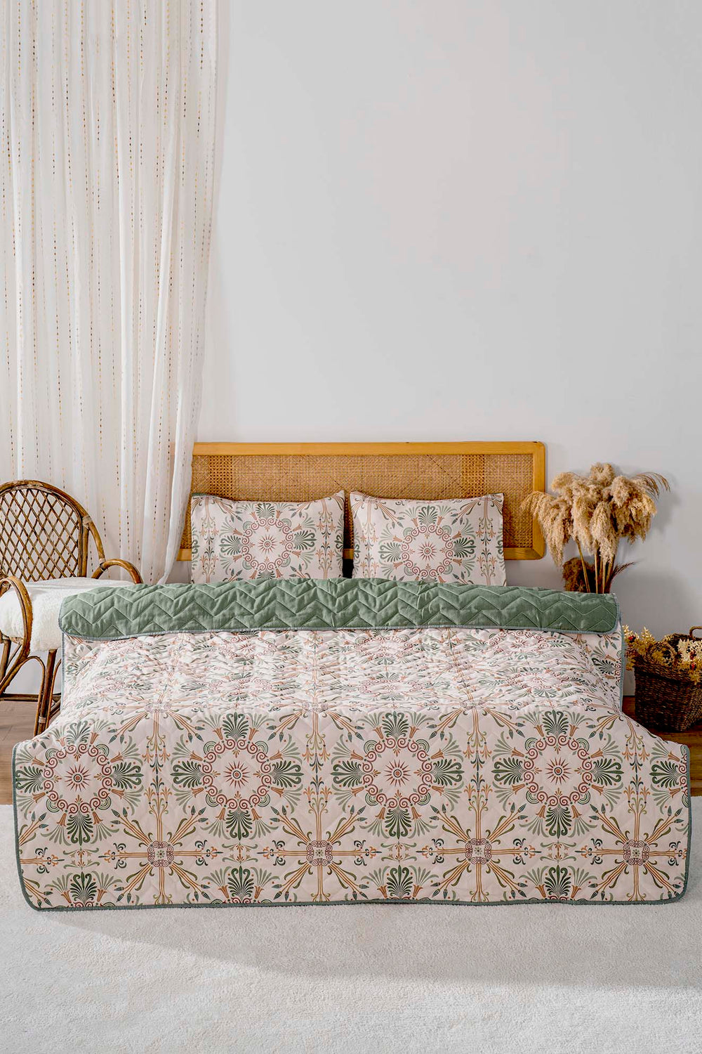 Etnik Saray Tek Kişilik Outlet Pamuklu Kapitone Pike & Yatak Örtüsü