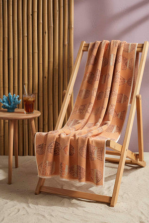 Turuncu Aztec %100 Pamuklu Plaj Havlusu 70x140 cm