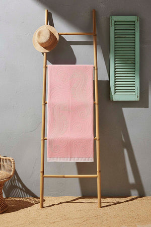 Pembe Poseidon %100 Pamuklu Plaj Havlusu 70x140 cm