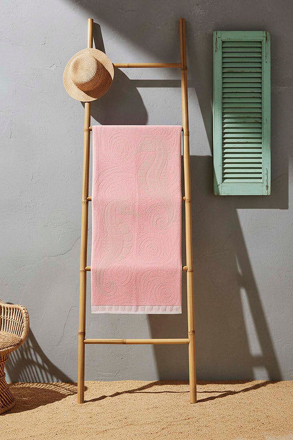 Pembe Poseidon %100 Pamuklu Plaj Havlusu 70x140 cm