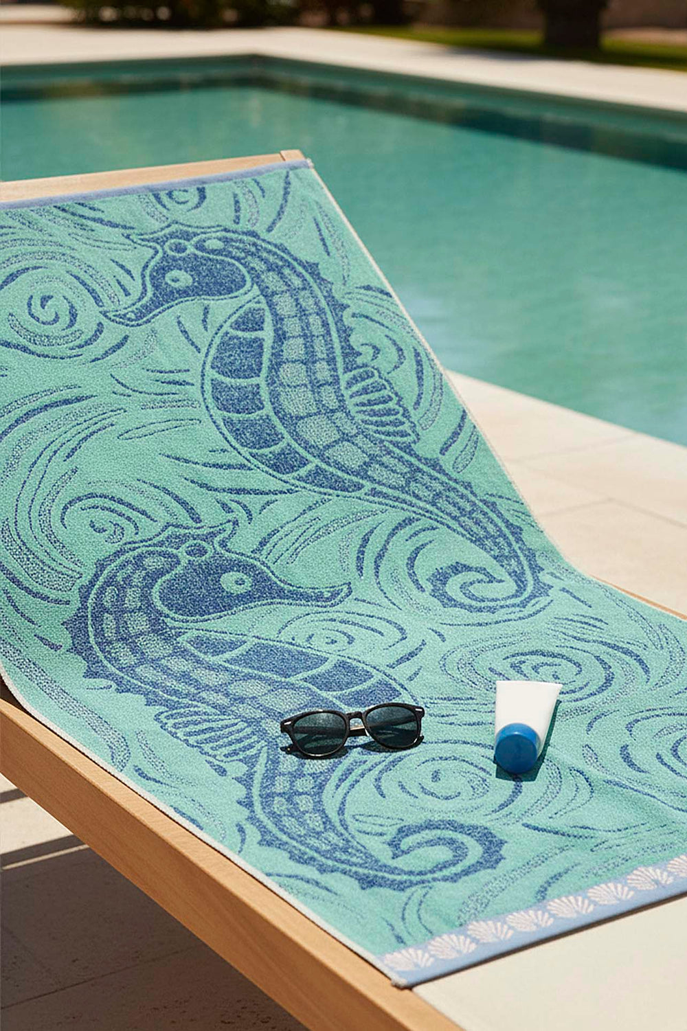 Turkuaz Yeşili Poseidon %100 Pamuklu Plaj Havlusu 70x140 cm