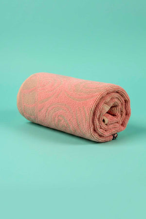 Pembe & Siyah Şeritli Poseidon %100 Pamuklu Plaj Havlusu 70x140 cm