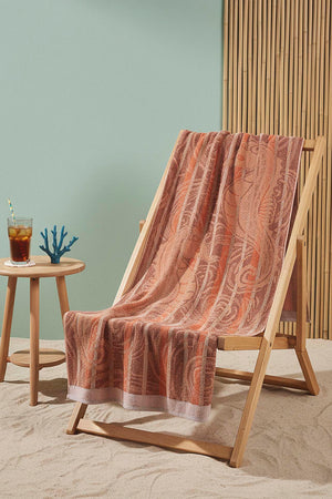 Turuncu Poseidon %100 Pamuklu Plaj Havlusu 70x140 cm