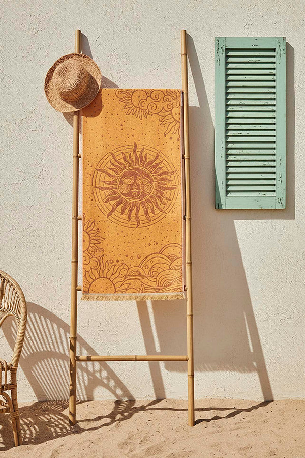 Sarı Sun %100 Pamuklu Plaj Havlusu 70x140 cm