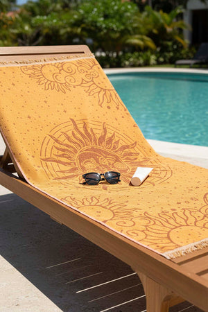 Sarı Sun %100 Pamuklu Plaj Havlusu 70x140 cm