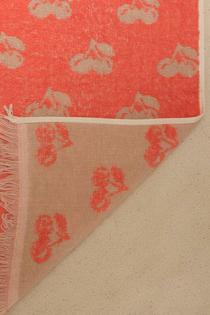Mercan & Bej Cherry %100 Pamuklu Plaj Havlusu 70x140 cm