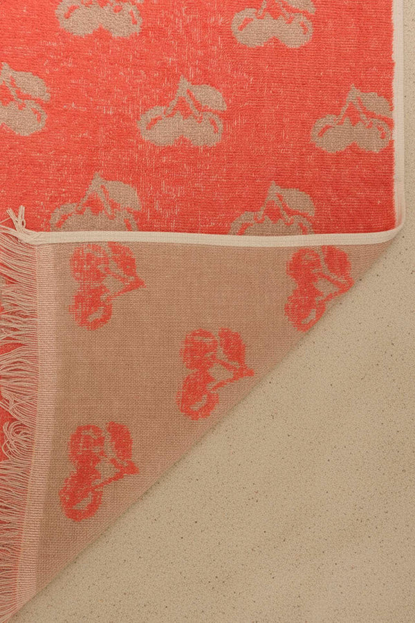 Mercan & Bej Cherry %100 Pamuklu Plaj Havlusu 70x140 cm