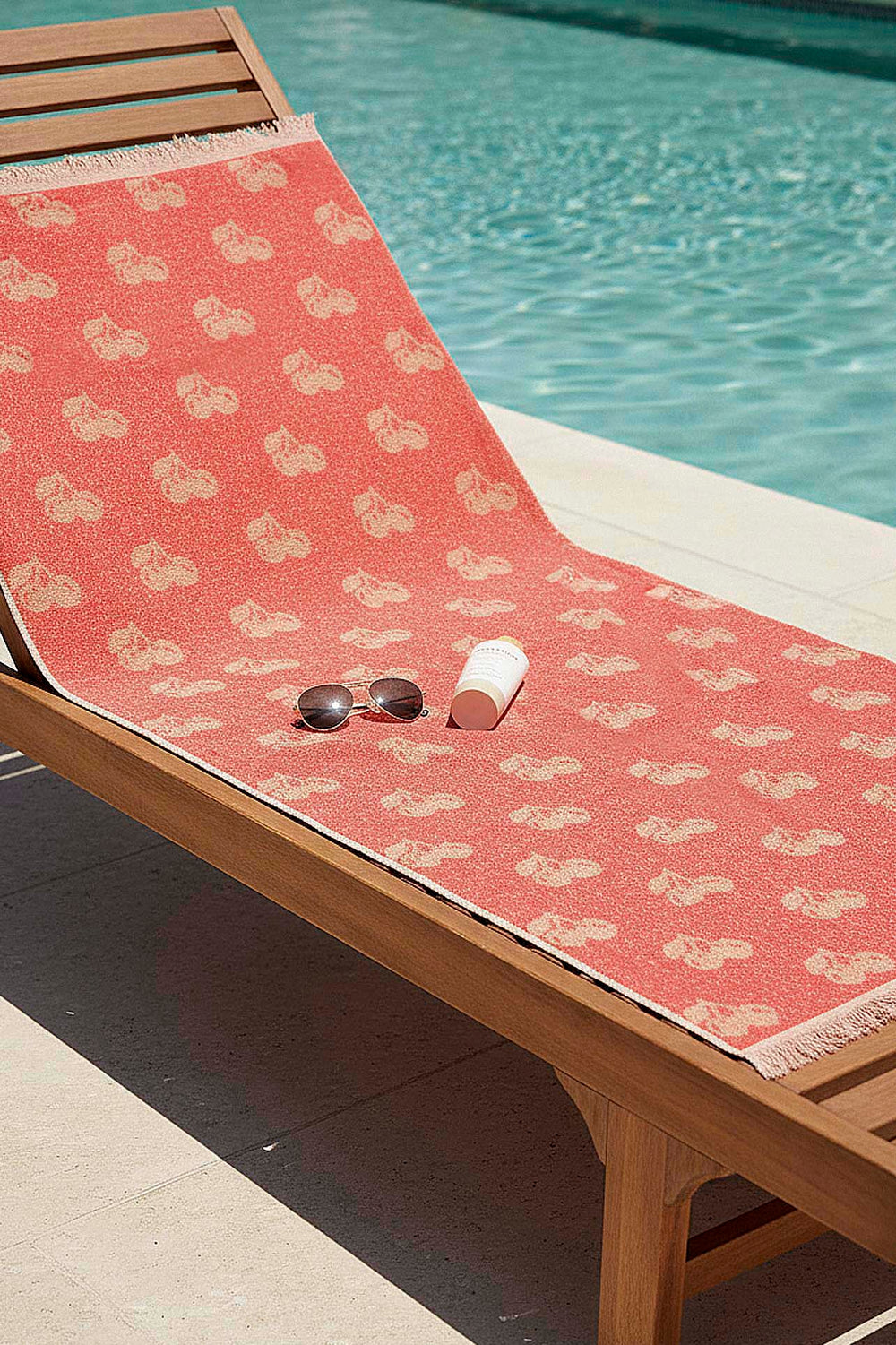 Mercan & Bej Cherry %100 Pamuklu Plaj Havlusu 70x140 cm