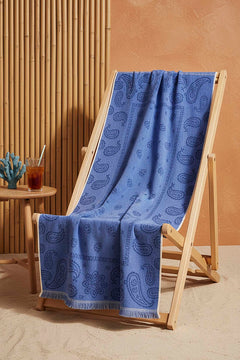 Mavi Retro %100 Pamuklu Plaj Havlusu 70x140 cm