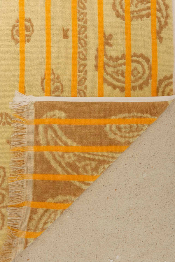 Sarı Retro %100 Pamuklu Plaj Havlusu 70x140 cm