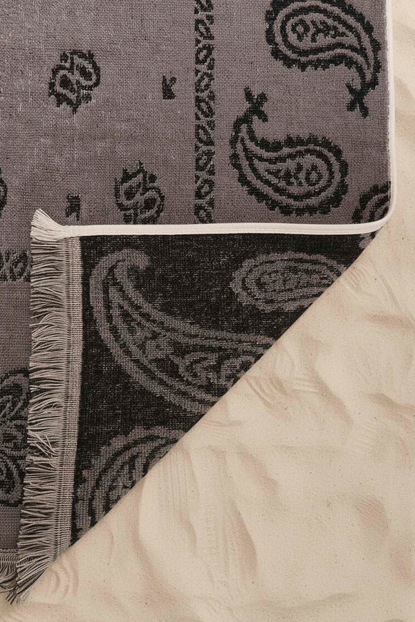 Antrasit Retro %100 Pamuklu Plaj Havlusu 70x140 cm