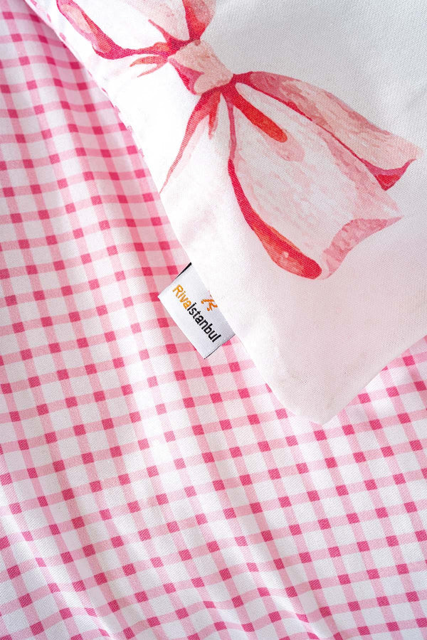 Kurdele Desenli Outlet Tek Kişilik Nevresim Takımı Pamuklu