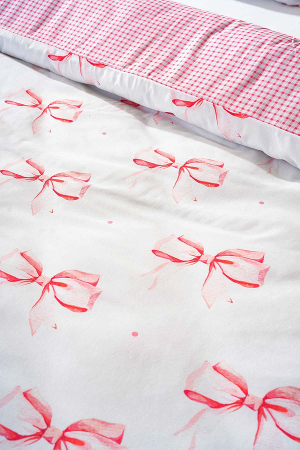 Kurdele Desenli Outlet Tek Kişilik Nevresim Takımı Pamuklu